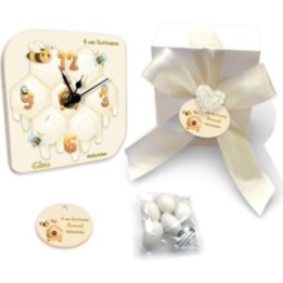Bomboniera Battesimo o Compleanno Bambino con Orologio Personalizzato Tema Ape – Un Dolce Ricordo con Nome e Data, Confezione