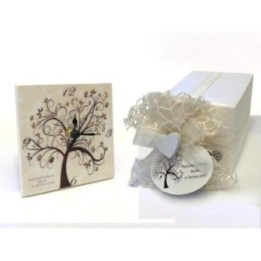 BOMBONIERA MATRIMONIO OROLOGIO ALBERO DELLA VITA FONDO CREMA
