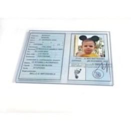 Bomboniera Carta D’Identità Personalizzata Battesimo Compleanno Azzurro 6×8 cm con Magnete