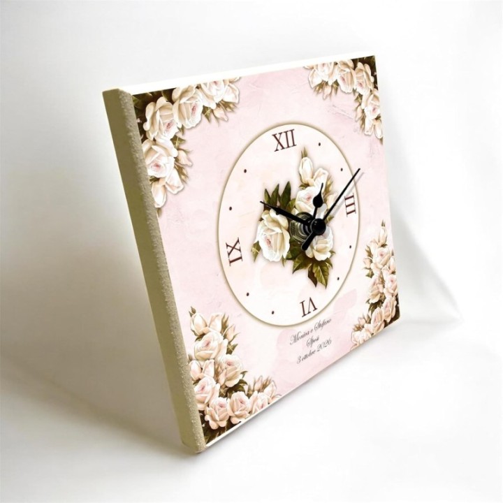 d'Arte Orologio Bomboniera Personalizzabile, Tema Floreale per Matrimonio Battesimo Cresima, con Confezione Regalo e Confetti