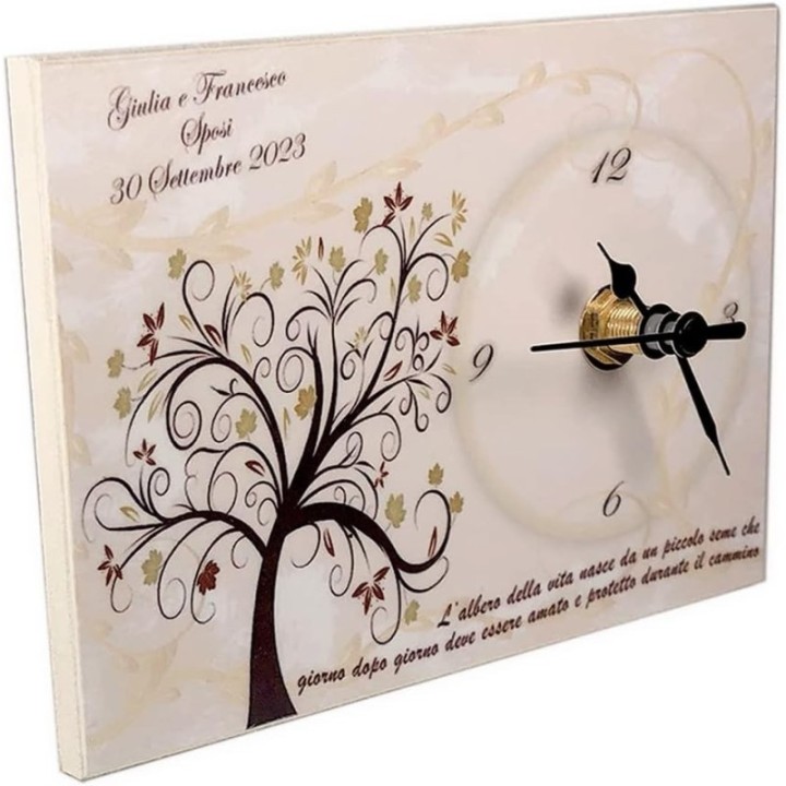 Bomboniera orologio modello Albero della vita per matrimonio, battesimo, cresima, comunione. Personalizzato, misura cm. 10x14 e
