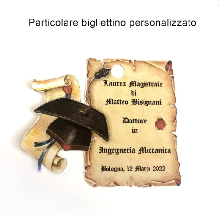 Domus Artis 12 sacchettini bomboniera Laurea con bigliettino fustellato Personalizzato (Tocco)