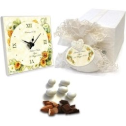 Bomboniere D'Arte Orologio Bomboniera Personalizzabile con Girasoli, Tema Floreale per Matrimonio Battesimo Cresima, con
