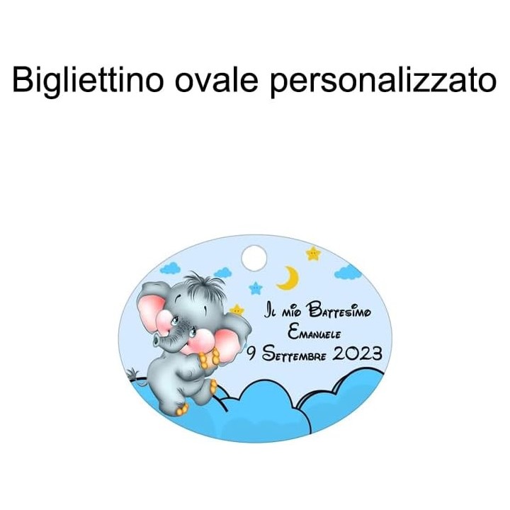 Bomboniere orologio personalizzate per battesimo compleanno bimbo bimba modello elefantino completo di confetti e bigliettini