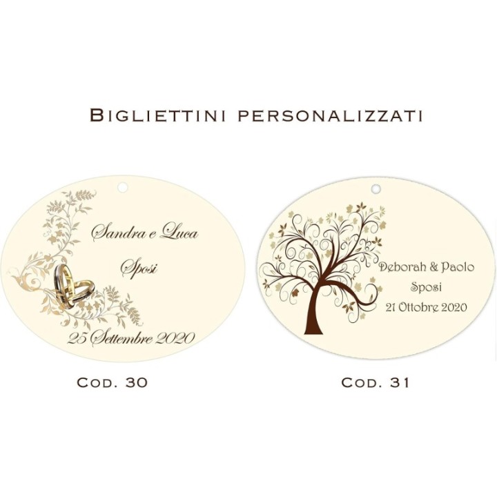 Sacchettini con confetti applicazione cuore o albero della vita