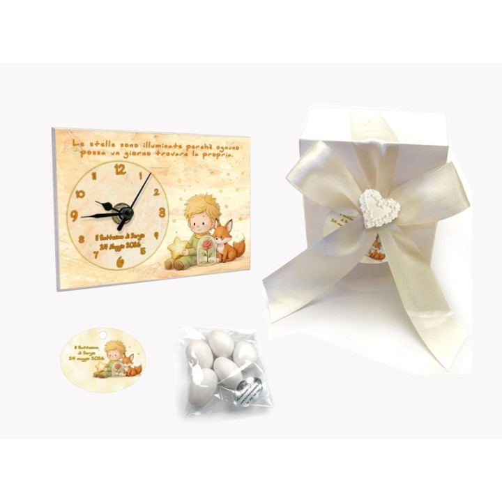 Bomboniera Orologio Il Piccolo Principe Personalizzata, 10x14 cm, Made in Italy, Confezionata con Confetti