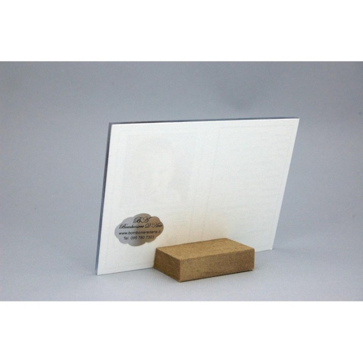 Bomboniera battesimo bimba plexiglass con appoggino 7,5x10 carta d'identità personalizzabile