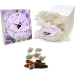 Orologio Bomboniera Personalizzabile, Tema Floreale per Matrimonio Battesimo Cresima, con Confezione Regalo e Confetti
