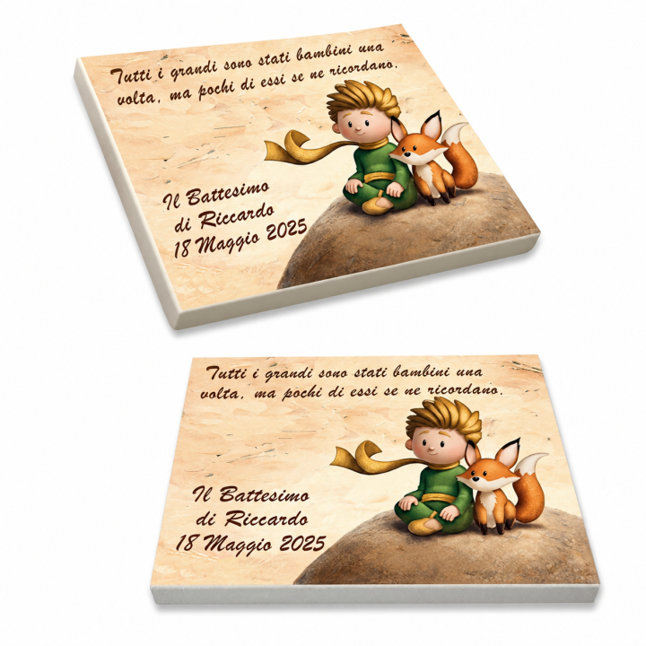 Bomboniera magnete mod. Piccolo Principe per battesimo compleanno bimbo personalizzata con scatola e confetti