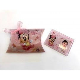 Bomboniere battesimo magnete Minnie personalizzato con foto compleanno